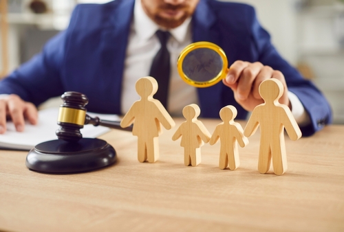 Texas Judge Reviewing Child Support Family Case With Gavel