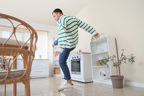 man slipping on wet floor in fayetteville rental home