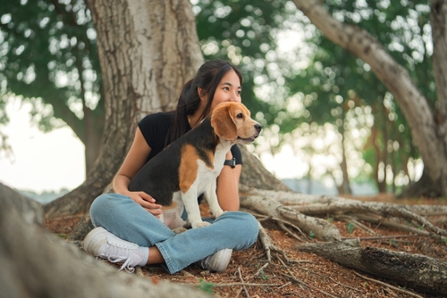 Woman With Dog in Trenton Park