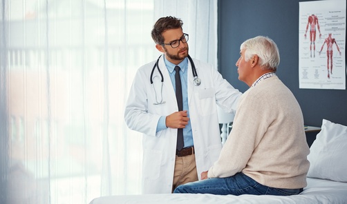 Houston Doctor Evaluating Elderly Patient for Maximum Medical Improvement