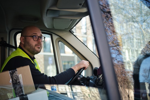 Philadelphia Delivery Van Driver Behind the Wheel