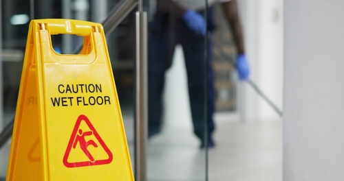 Caution Wet Floor Sign Florida Slip and Fall Evidence