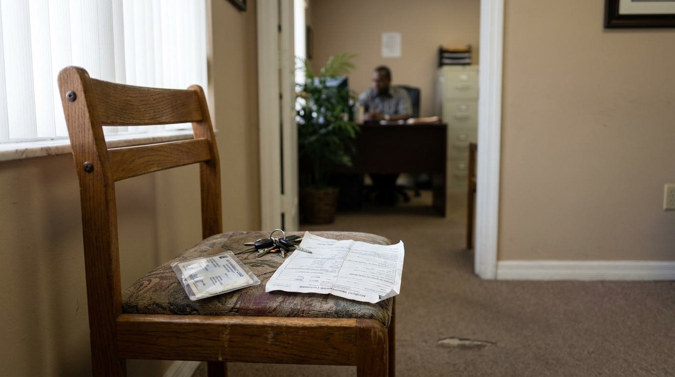Miami Car Accident Lawyer Office With Accident Report and Keys accident report form and car keys on chair in law office waiting area