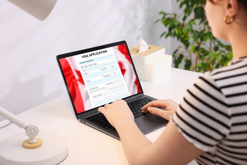 Woman Filing K-1 Visa Application Online San Diego Woman Filing K-1 Visa Application Online San Diego