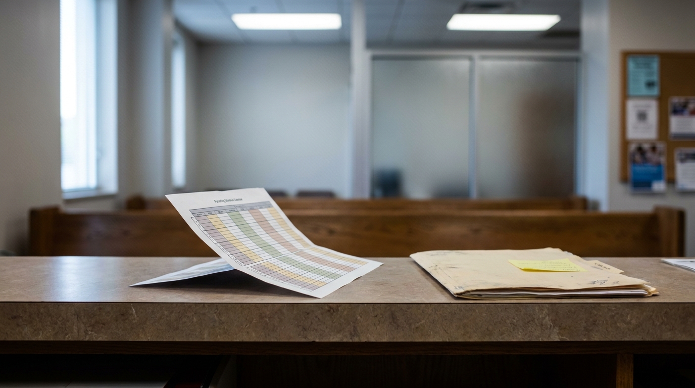 Rock Hill Family Court Parenting Schedule Custody Documents scheduling calendar document and case folder resting on courtroom bench