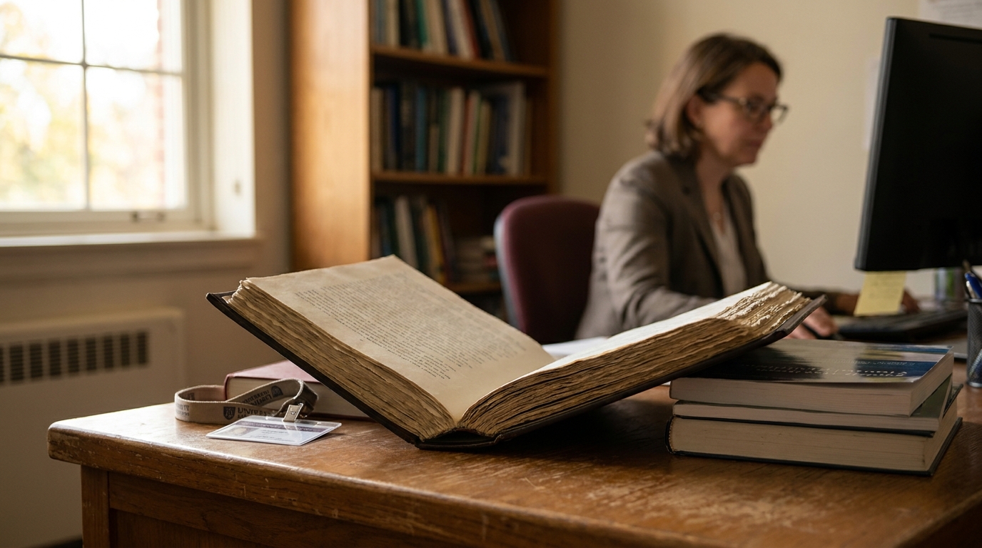 San Diego Immigration Attorney Reviewing EB-2 NIW Requirements attorney working at desk with large open legal volume and stacked books
