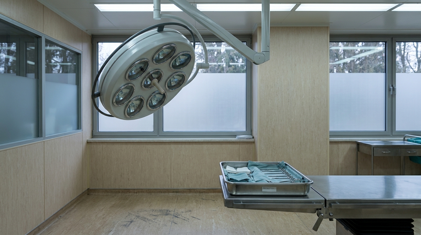 Illinois Medical Malpractice Surgery Room Res Ipsa Loquitur surgical operating room with overhead light fixture and sterile instrument tray