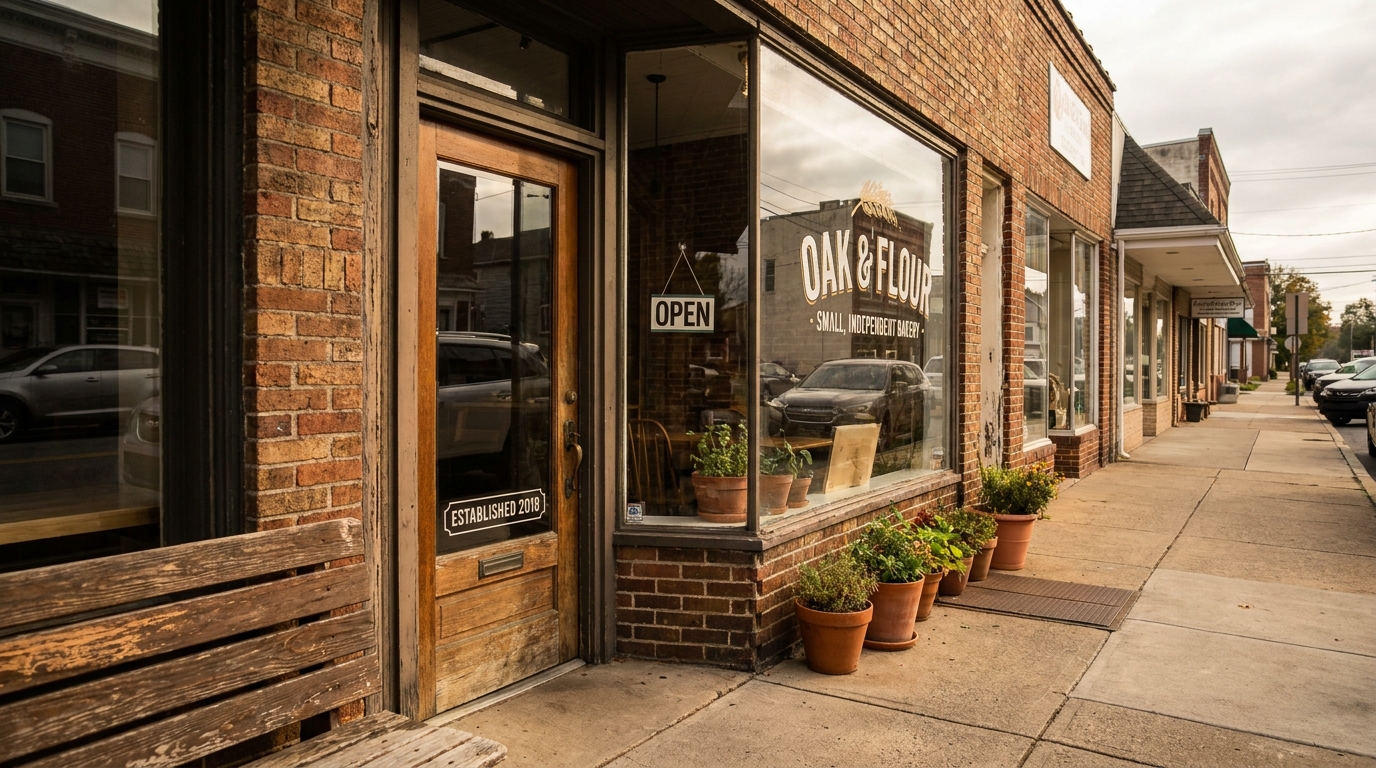 Philadelphia Small Business Storefront QBI Deduction OBBBA Oak and Flour small independent bakery storefront established 2018 open sign