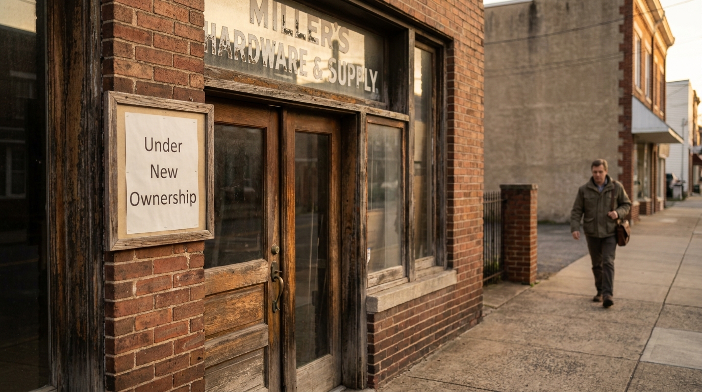 Philadelphia PA Business Under New Ownership Change of Control Miller's Hardware and Supply storefront with Under New Ownership sign posted on door