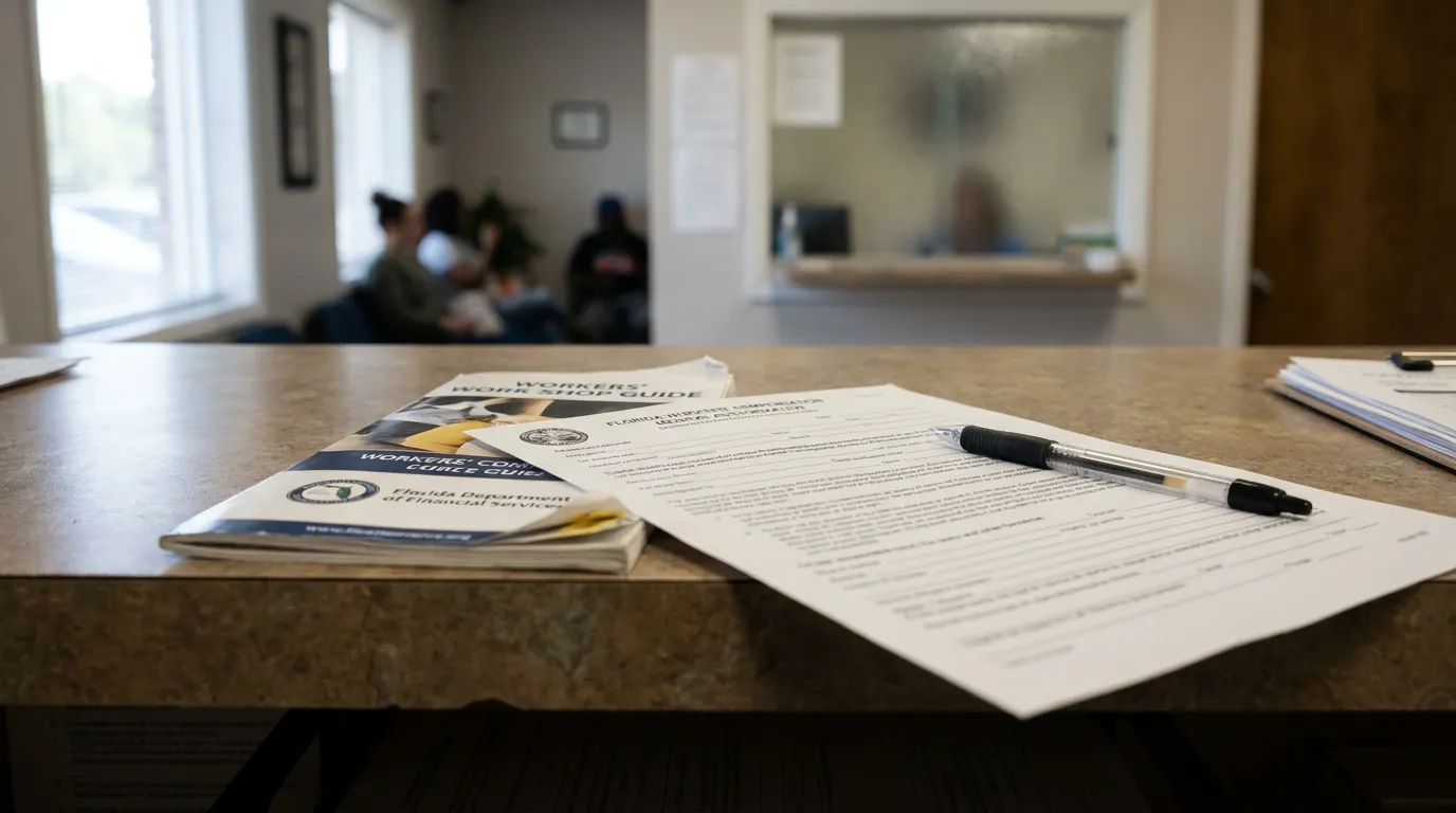 Florida Workers Compensation Claim Form Pensacola Office Florida workers' compensation claim form and guide brochure on office counter