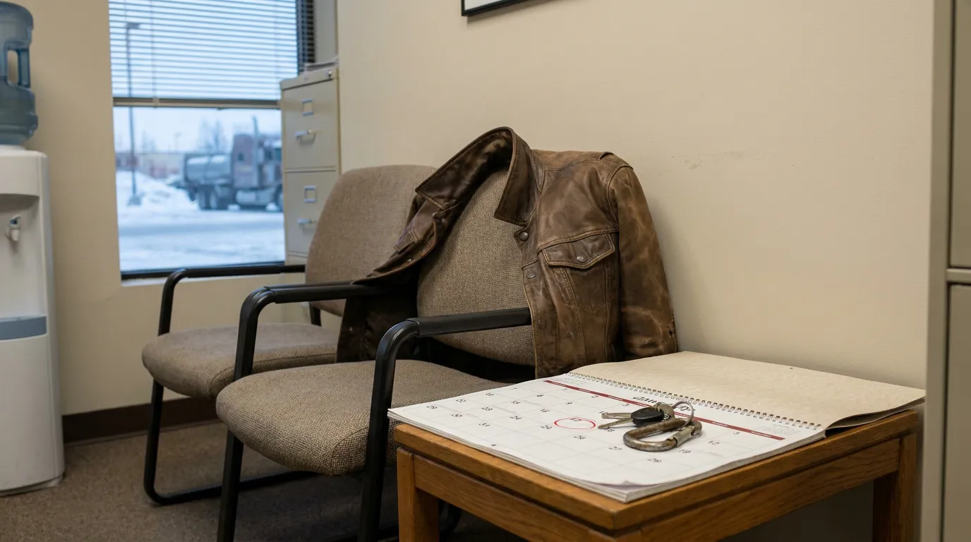 Anchorage Truck Accident Claim Filing Deadline Calendar leather jacket draped over office chair beside desk with open calendar and keys