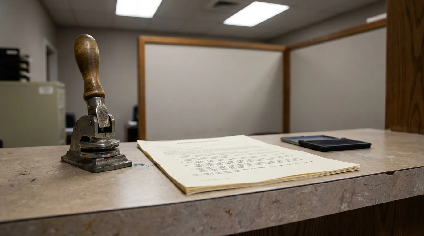 Houma Louisiana Living Will Advance Directive Document Notary Stamp notary embosser seal and legal document resting on office counter