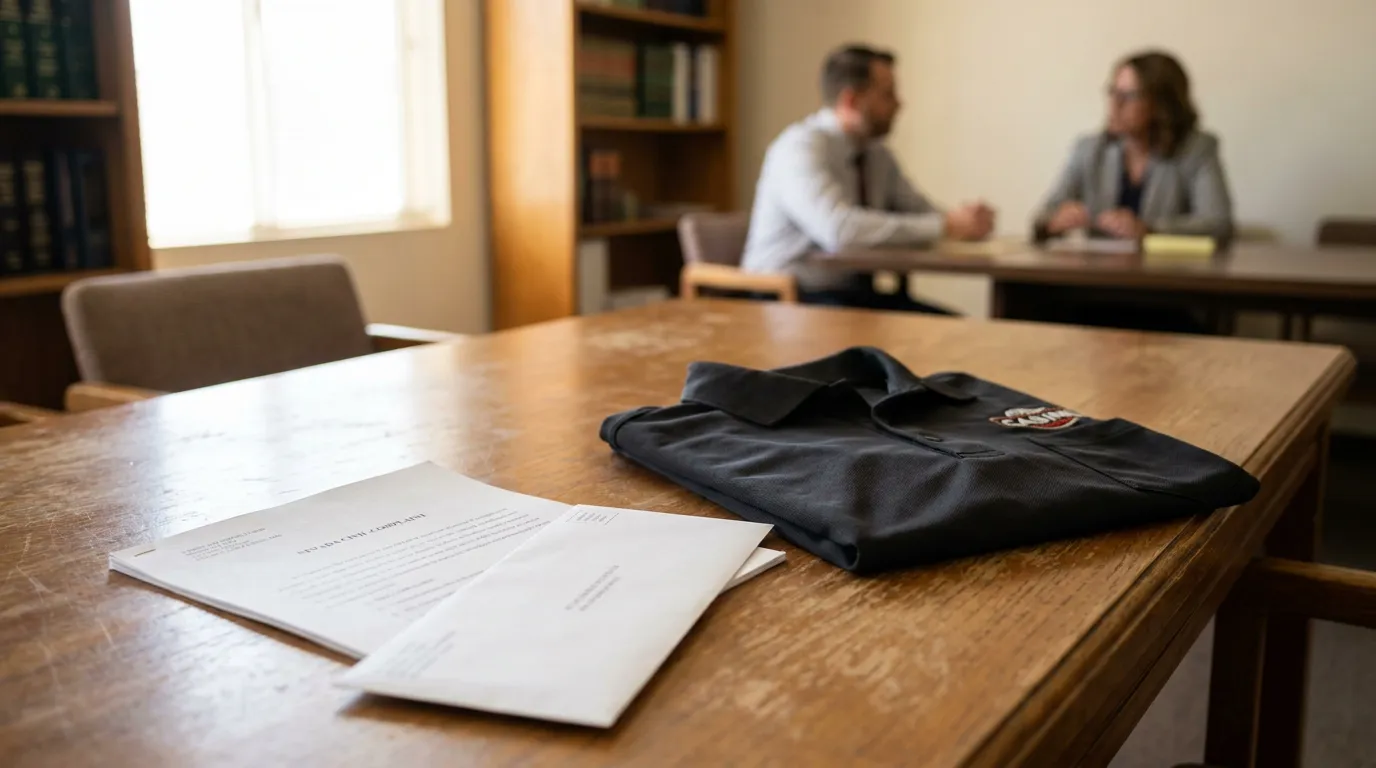 Las Vegas Worker Third Party Lawsuit Consultation Nevada civil complaint document and logoed polo shirt on law office conference table