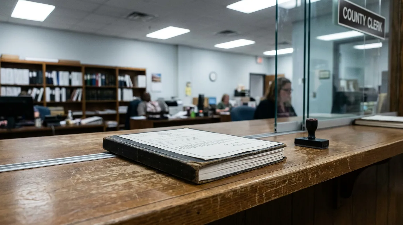 Charlotte NC County Clerk Probate Office Spousal Allowance County Clerk office counter with legal record book and rubber stamp