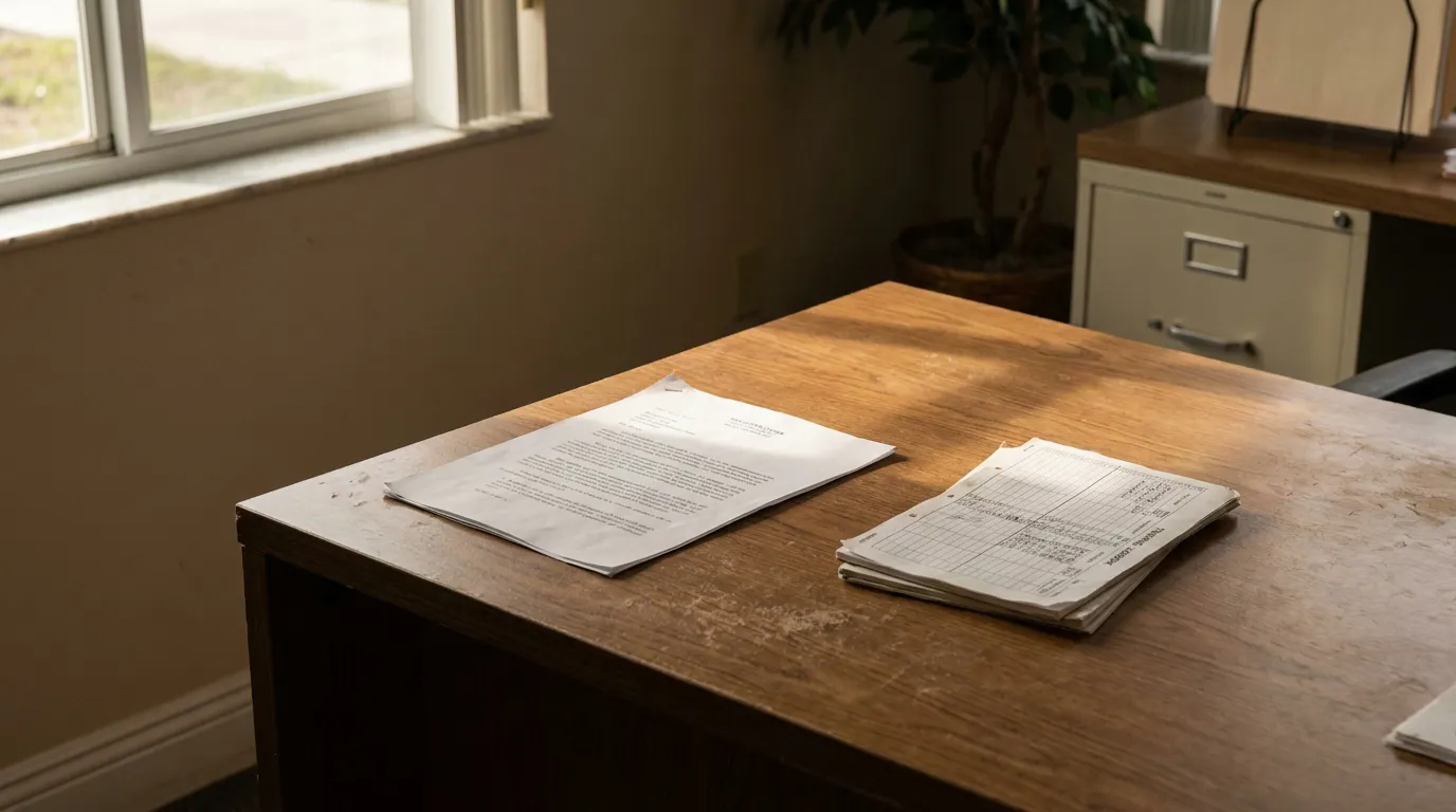Ocala Truck ECM Spoliation Letter Legal Documents on Desk legal documents and stacked papers resting on wooden office desk near window