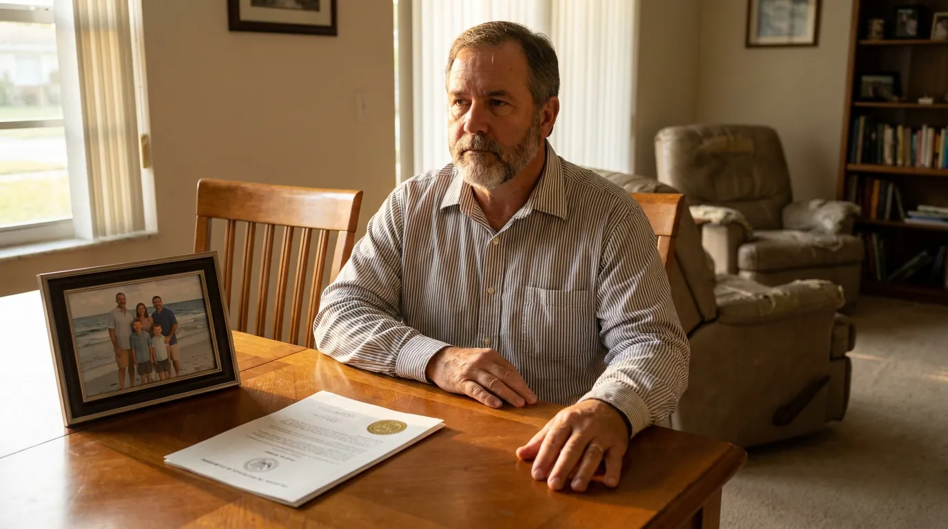 Fort Lauderdale Wrongful Death Personal Representative With Letters of Administration man seated at table with official sealed document and framed family photograph