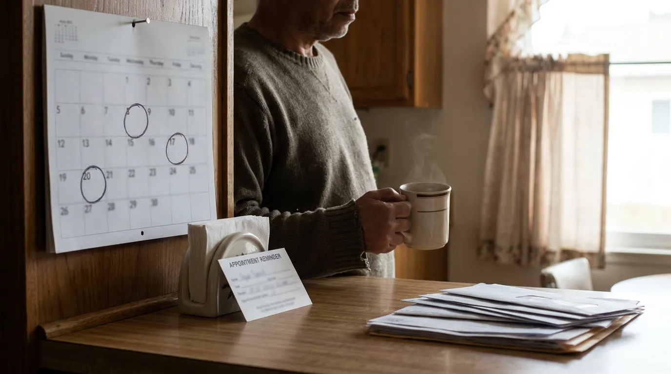 Intermittent FMLA Leave Schedule California Employee man holding mug near calendar with circled dates and appointment reminder card