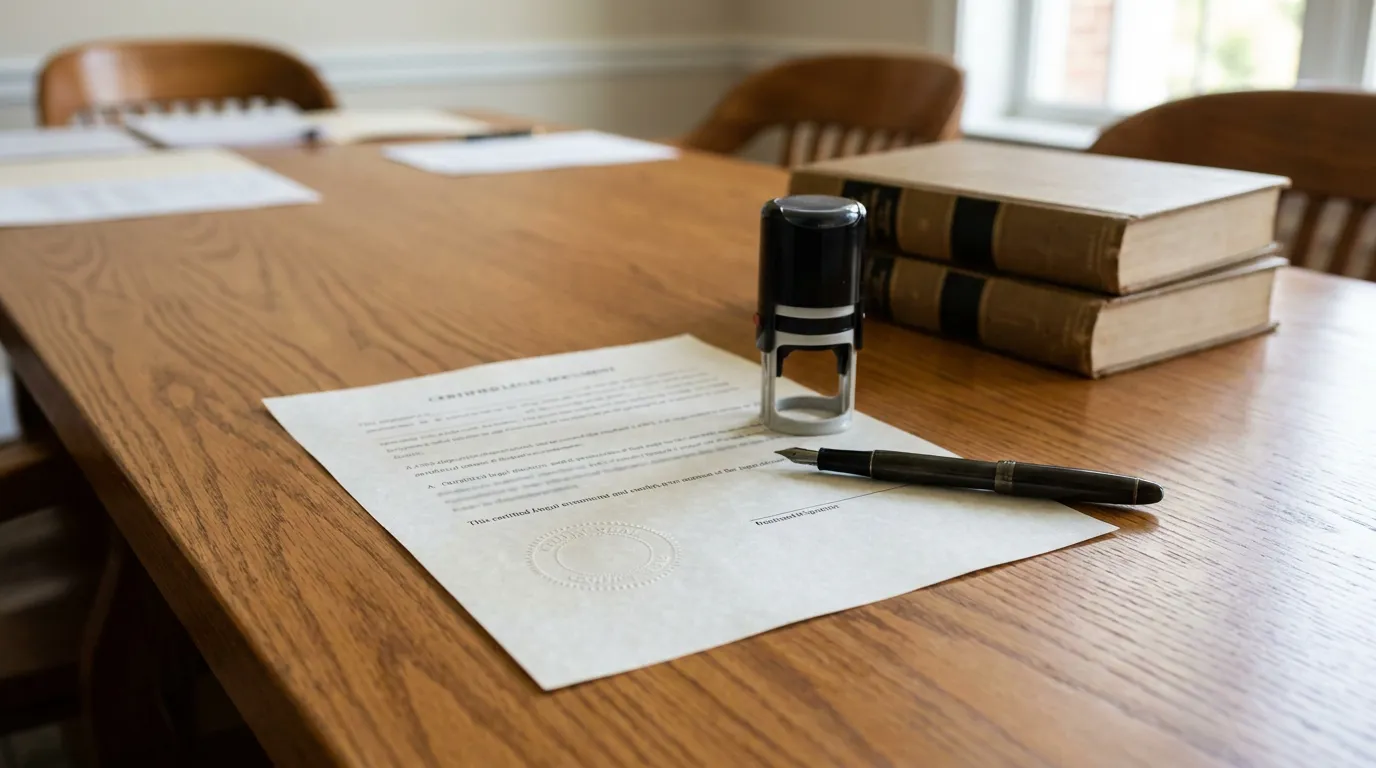 Ft Lauderdale Wrongful Death Personal Representative Legal Document Certified legal document with embossed seal, notary stamp, and fountain pen