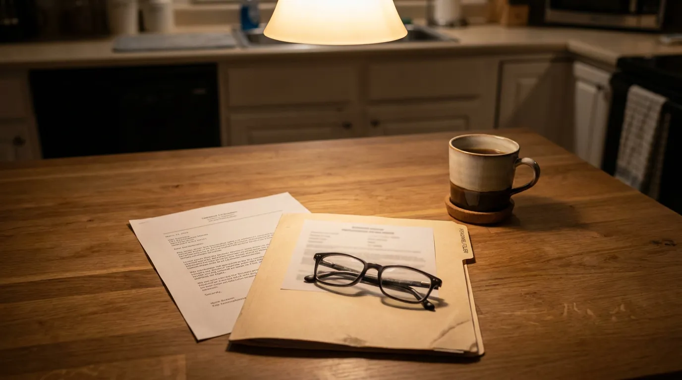 Termination Letter Review Redondo Beach Discrimination Case Eyeglasses resting on file folder beside letter and coffee mug