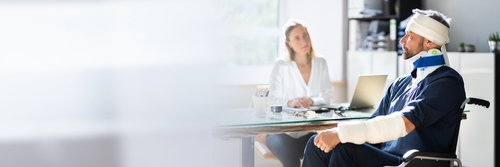 Injured man talking to a lawyer