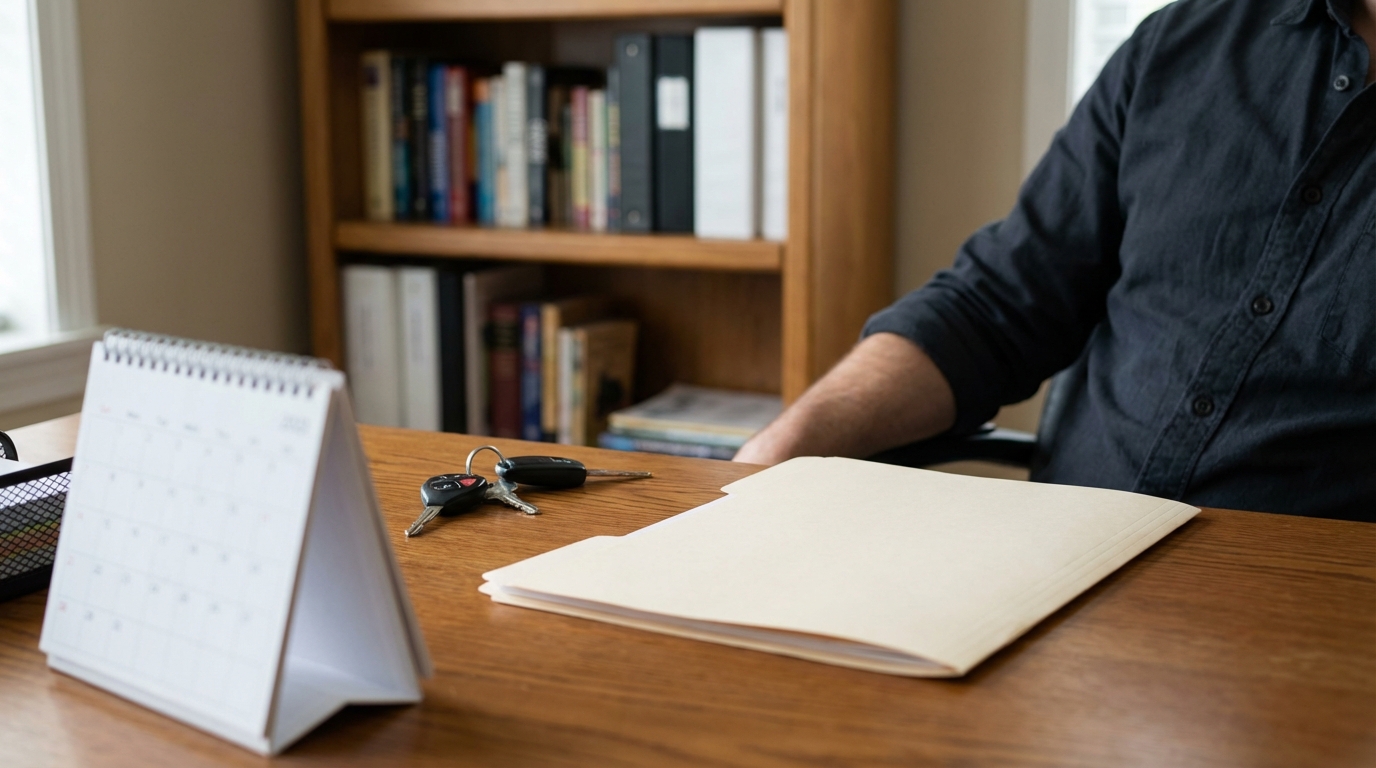 Nebraska Driver Record File With Car Keys and Calendar