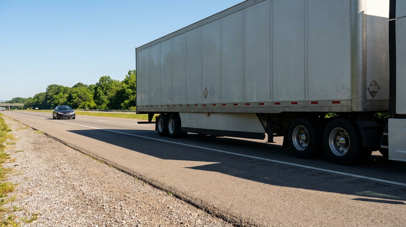 Semi-Truck No-Zone Blind Spot on Memphis Highway